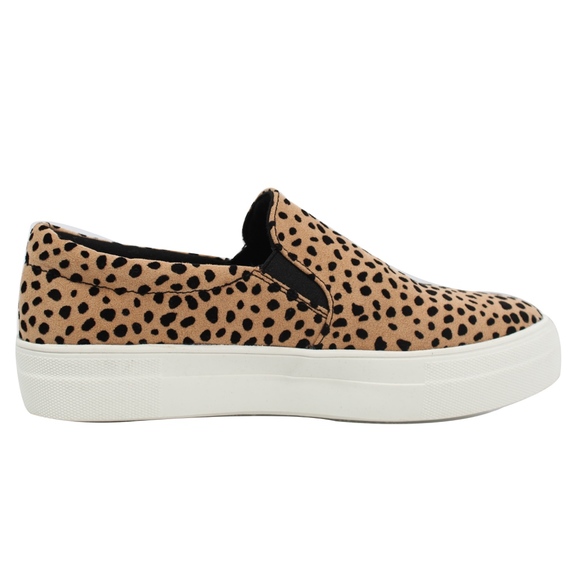 Leopard Faux Suede Elastic Slip On Sneaker Shoes - Picture 4 of 5